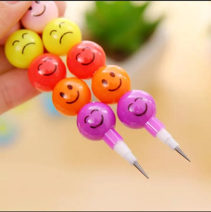 Smiley Cartoon Stationery Pencils Children Gift Rainbow Pencils With Funny Faces (Pack of 5) — photo 3