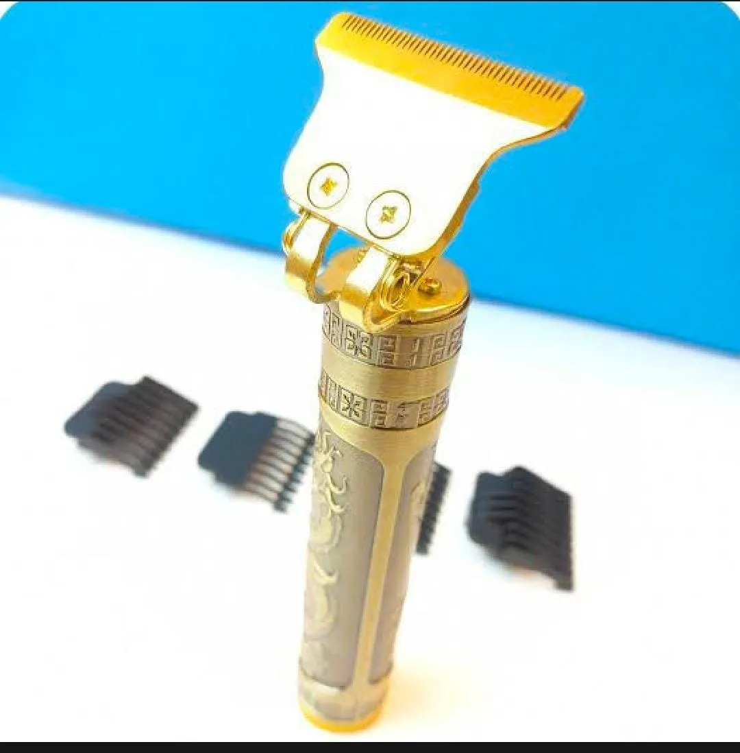 Metal Body - Vintage T9 Trimmer and Hair Clipper Cutting Machine For Men | Dragon Design | Golden Color Trimmer — photo 4