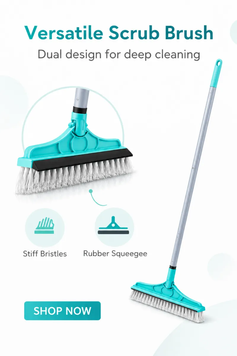 Zidello 2-in-1 Floor Scrubber Brush & Rubber Wiper for Tiles & Bathrooms — photo 3
