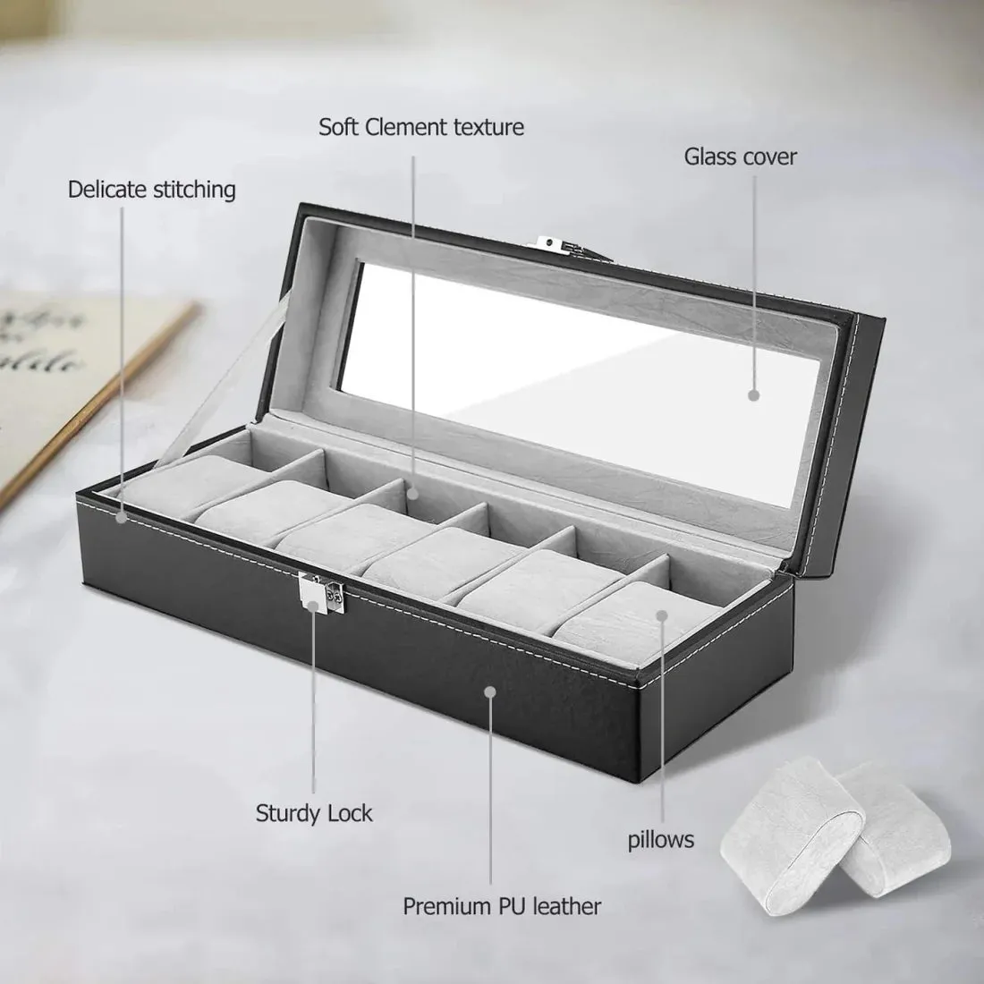 Watch Display Case – PU Leather Wrist Watch Organizer Box — photo 3