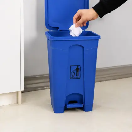 Zidello 15L Plastic Pedal Bin (25 cm × 39cm) – Heavy-Duty Foot-Operated Dustbin for Commercial & Office Use (Random colours)