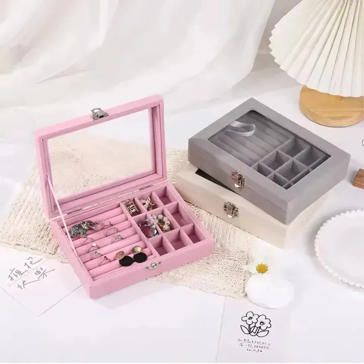 Premium Pink Jewellery Organizer – Glass Lid Ring & Earring Display Box — photo 4