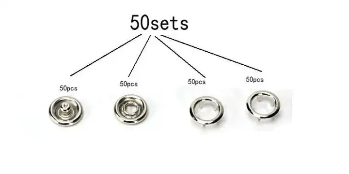 50Pcs 9.5mm Metal Snap Buttons – DIY Sewing Fasteners for Clothes, Jackets & Craft Projects — photo 3