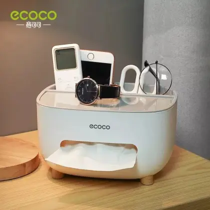 Ecoco Tissue Box With Multifunctional Storage Drawer Creative Desk Organizer For Kitchen Living Room And Office