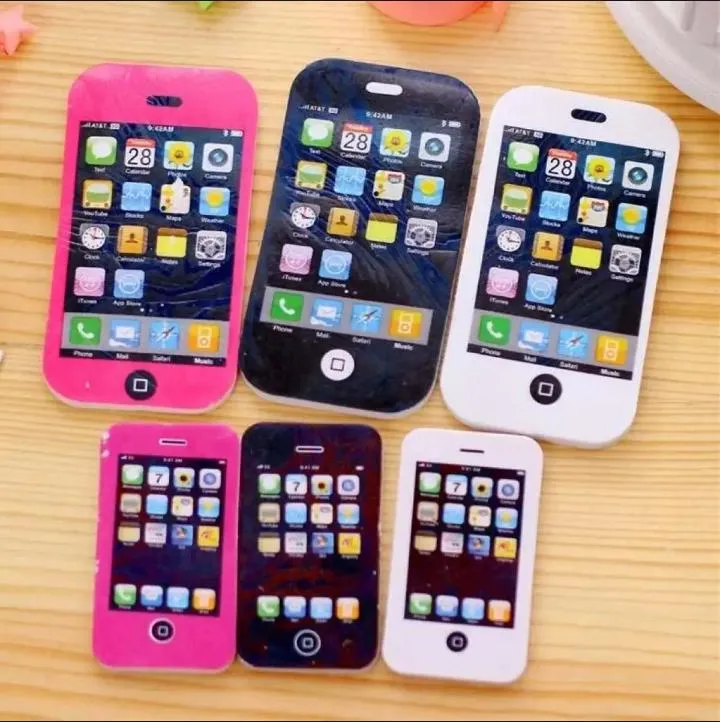 Pack of 6 Mobile Phone Shape Fancy Erasers for Kids – Cute Rubber Erasers for School, Drawing & Stationery (3 Small + 3 Large) - Multi Color — photo 2