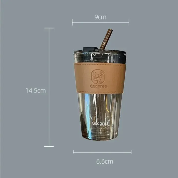 450ML Reusable Glass Tumbler – Coffee Cup with Straw & Sleeve — photo 3