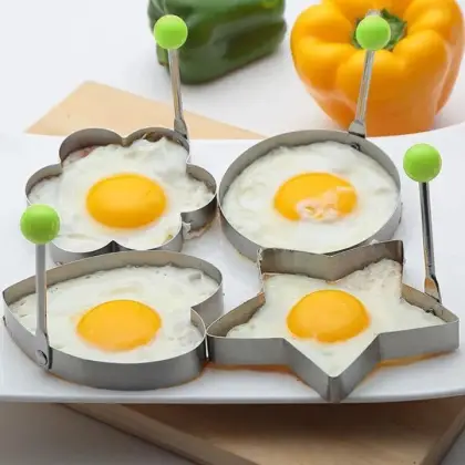 4PCS Stainless Steel Egg Ring Molds – Non‑Stick Fried Egg & Pancake Shaper Set