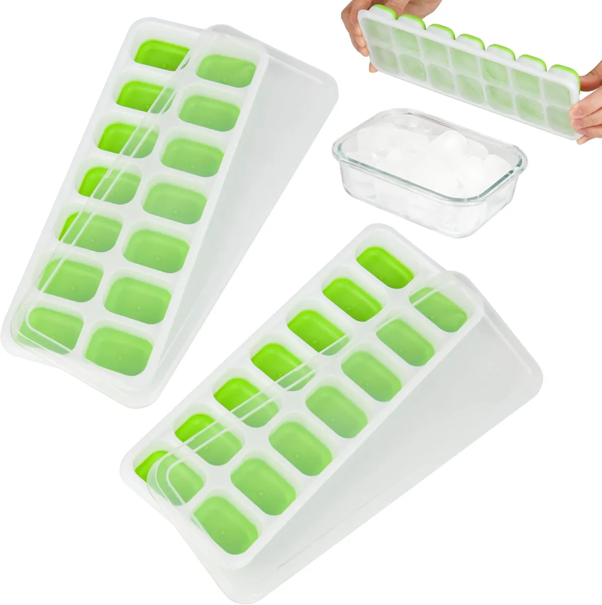 Zidello Silicone Ice Cube Trays with Lid (14 Large Cubes) — photo 4