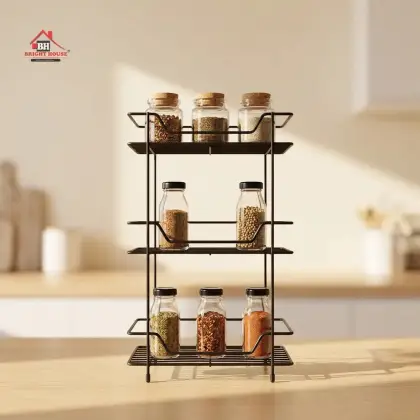 Pure Stainless Metal Square 3 Layers Multipurpose Rack