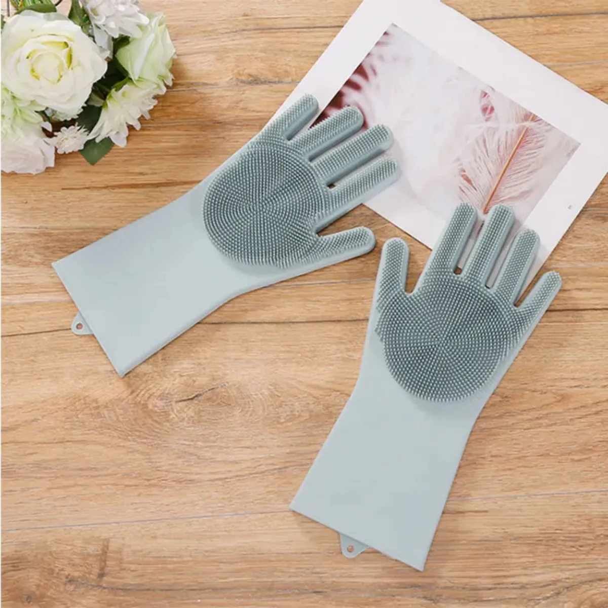 Zidello Silicone Dish Washing Gloves – Non-Slip Waterproof Scrubber Gloves for Kitchen Cleaning — photo 2