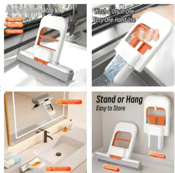 Foldable Desktop Mini Sponge Mop | Portable Wet & Dry Cleaning | Self‑Squeezing Mop for Kitchen, Bathroom, Car & Glass