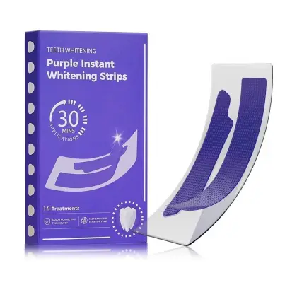Purple Instant Teeth Whitening Strips – Fast Teeth Whitening Treatment, Color Correcting Technology, 30-Minute Application