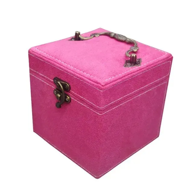 3 Layer Velvet Jewellery Box with Mirror & Decorative Handle — photo 4