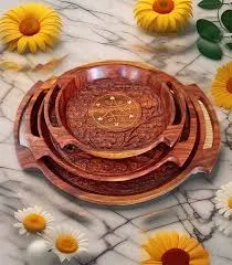 Wooden Carving Plate Bring rustic elegance and artisanal charm to your home with the Wooden Carving Plate Set of 3. — photo 5