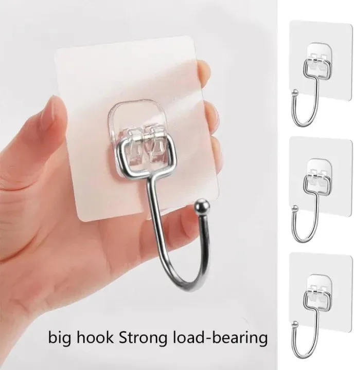 Heavy Duty Self‑Adhesive Wall Hooks – Punch‑Free Hanging Hooks for Kitchen, Bathroom, Towels & Bags — photo 4