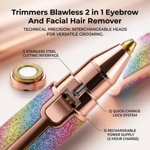 Flawless 2-in-1 USB Rechargeable Eyebrow Trimmer & Shaver (HX-203B) — photo 3