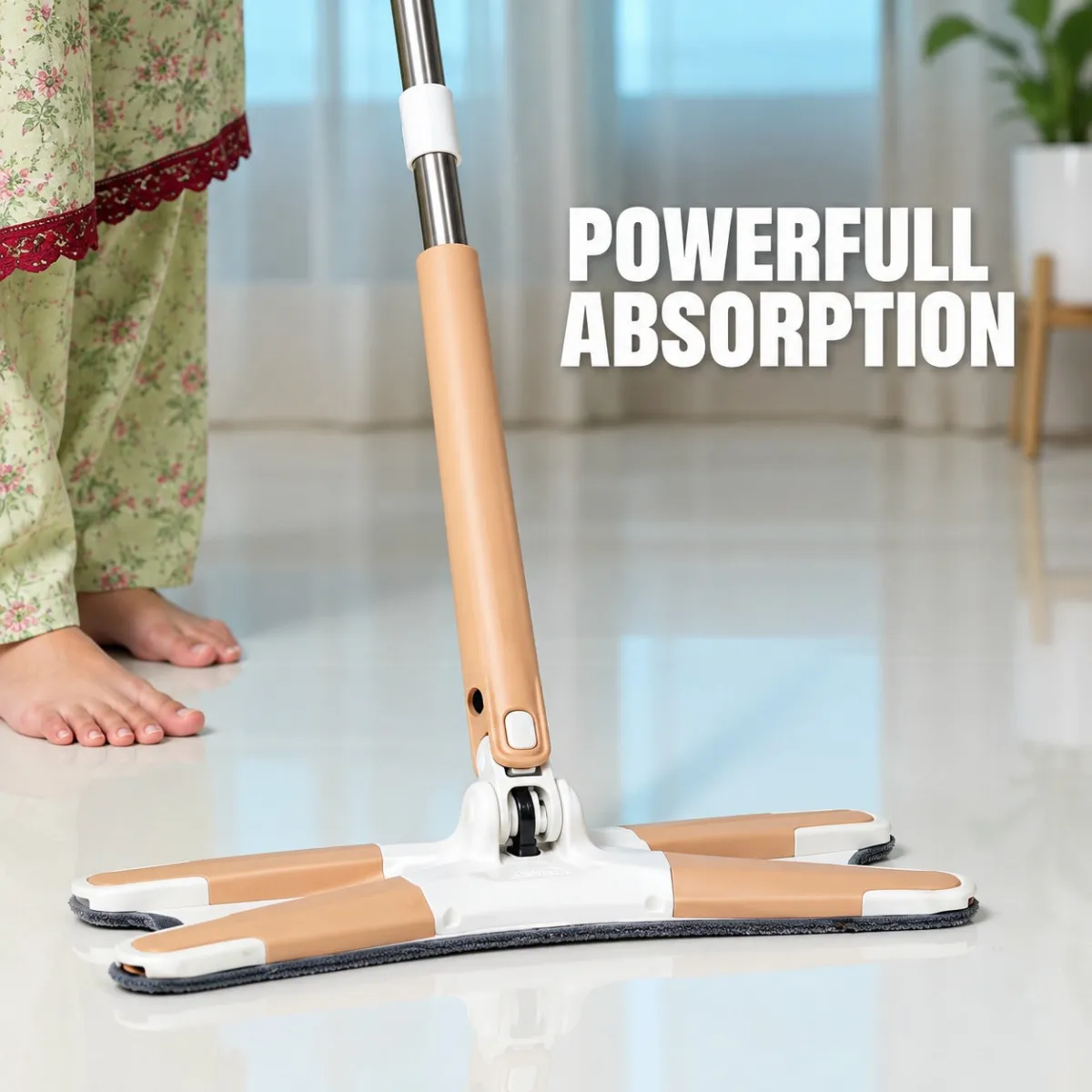Zidello Aurora X-Shape Rotating Microfiber Floor Mop – Self-Wringing (Random Colors)