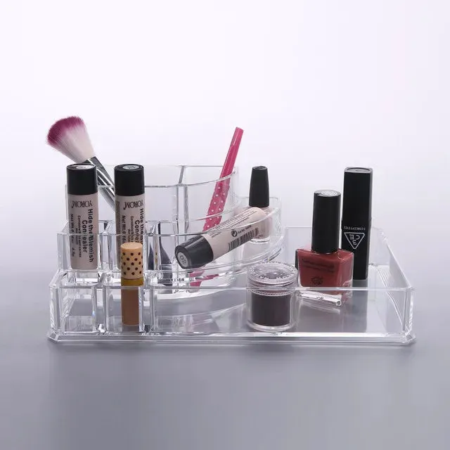 Multi-Grid Acrylic Makeup Organizer – Transparent Cosmetic Storage Box — photo 3