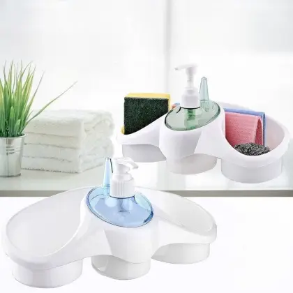 3 In 1 Soap Dispenser And Sponge Holder Soap Pump Kitchen Organizer
