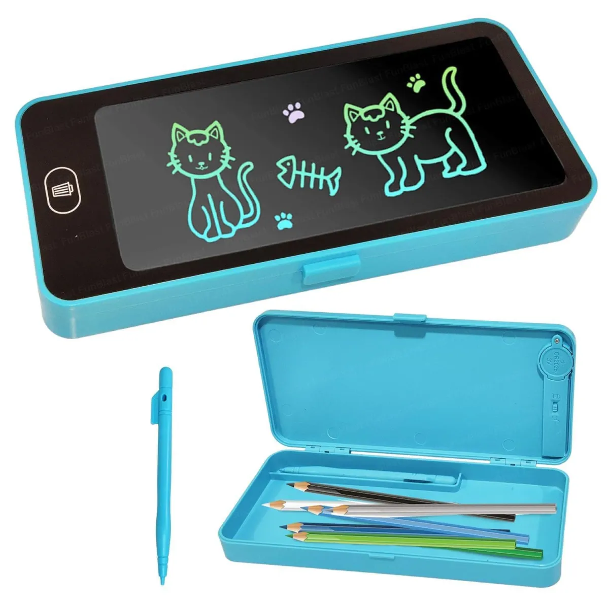 Pencil Box with LCD Writing Tablet | Kids Stationery Box with Writing Pad & Stylus | Random Color — photo 3