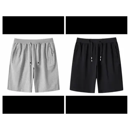 Pack Of 2 Men's Stripe Style Jersey Fashion Shorts | Soft Fabric Casual Summer Wear - Extra Large