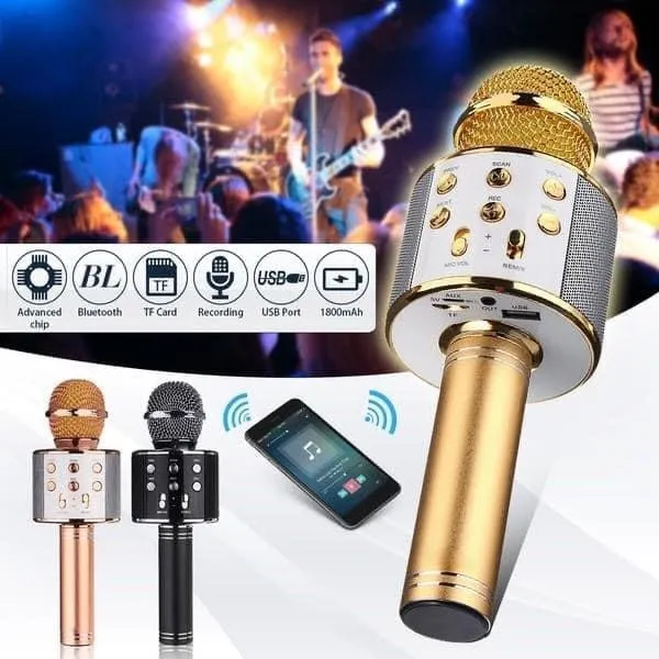Bluetooth Microphone Karaoke Wireless Microphone Professional Speaker Handheld Microfone Player Singing Recorder Mic WS-858 KTV Microphone and Hifi Speaker — photo 3