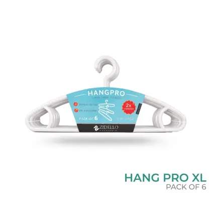 Zidello Hang Pro XL Premium Plastic Hangers – Pack of 6