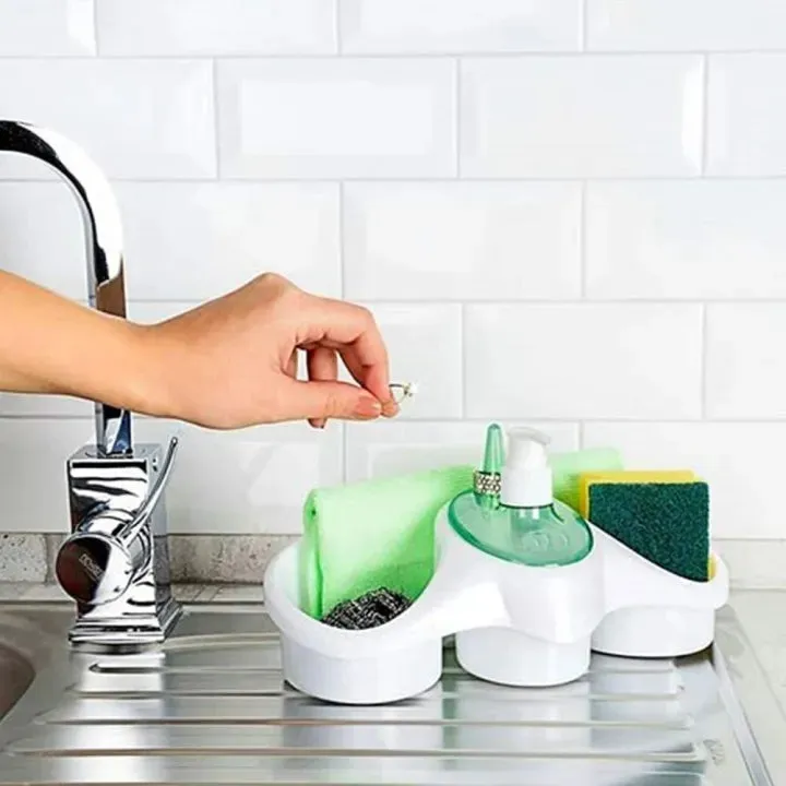 3 In 1 Soap Dispenser And Sponge Holder Soap Pump Kitchen Organizer — photo 4