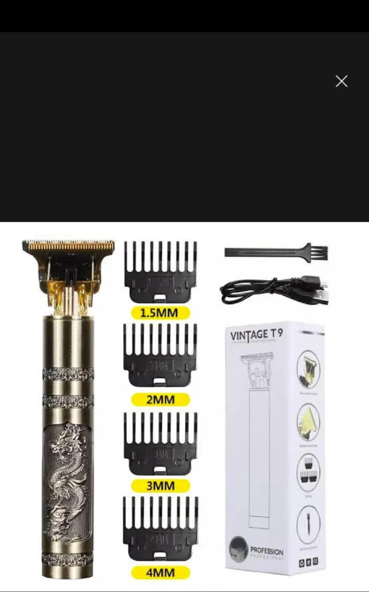 Metal Body - Vintage T9 Trimmer and Hair Clipper Cutting Machine For Men | Dragon Design | Golden Color Trimmer — photo 5