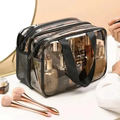 Transparent Travel Makeup Bag – Waterproof Toiletry Organizer
