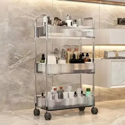 3 Tier Multipurpose Acrylic Trolley with Tyres 🇨🇳