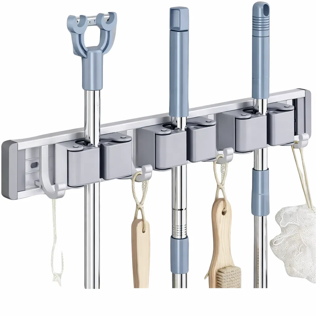 Zidello Aluminium Mop & Broom Holder – Tool Organizer Rack for Kitchen, Bathroom & Garage — photo 2