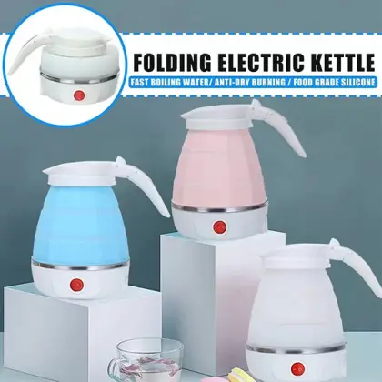 Fast Water Boiling 600 ml Portable Kettle Travel Kettle Foods Boils Quickly Silicone Small Collapsible Foldable Electric Sports Bottle ( Random Color )