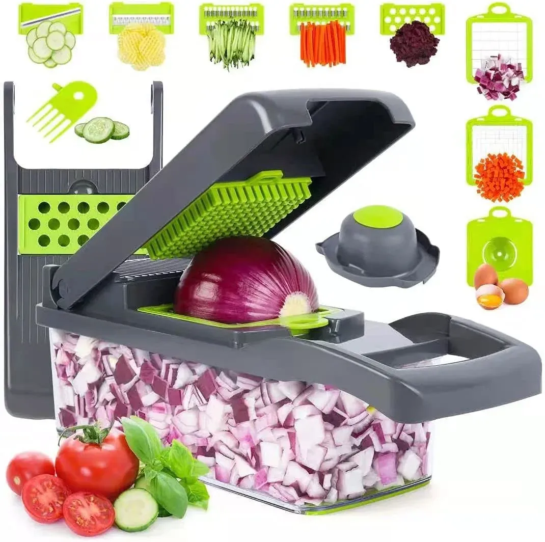 16-In-1 Multifunctional Vegetable Chopper & Slicer With Colander Basket And Storage Container – Heavy-Duty Food Cutter & Dicer For Onion, Potato, Carrot, Garlic & More — photo 6