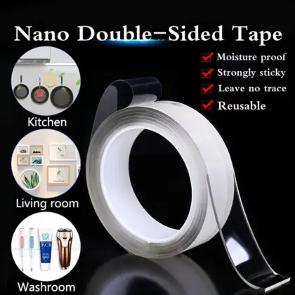 Nano Double-Sided Transparent Tape | Washable & Reusable Strong Adhesive