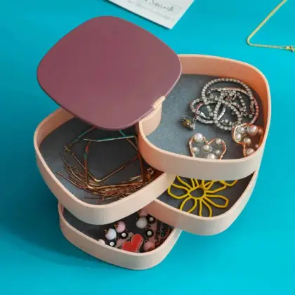 360° Rotating Jewelry Storage Box – 4 Layer Portable Travel Jewellery Organizer