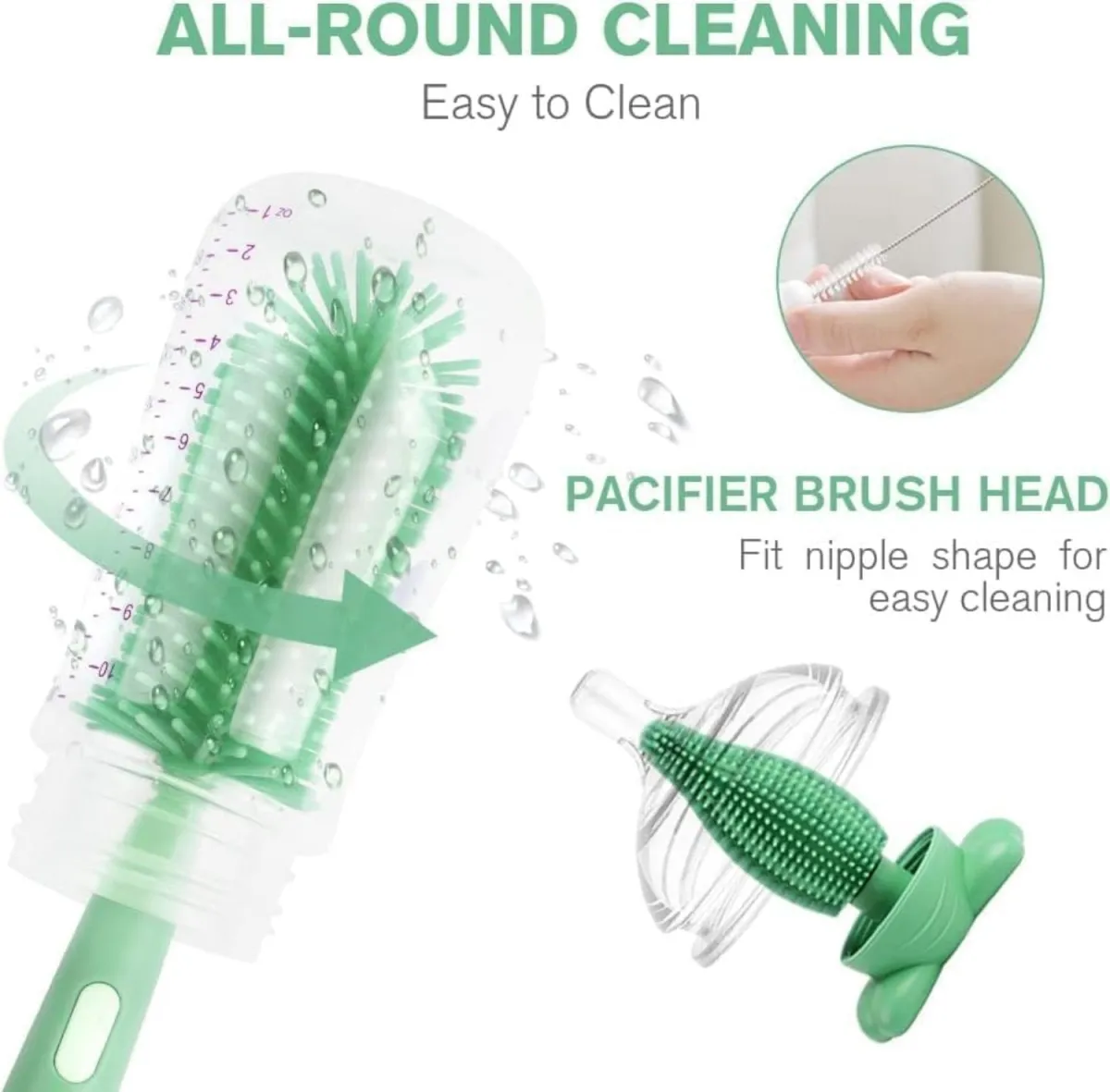 3-in-1 Silicone Baby Bottle Cleaning Brush Set – Pacifier, Straw, and Bottle Scrubber — photo 2